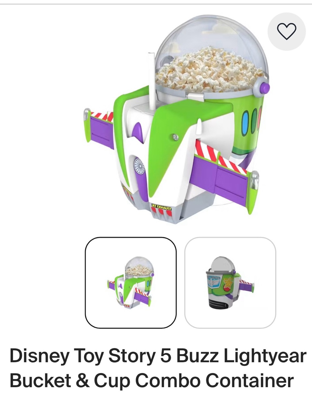 Disney Buzz Lightyear Popcorn Bucket & Drink Cup – Green, Purple, White